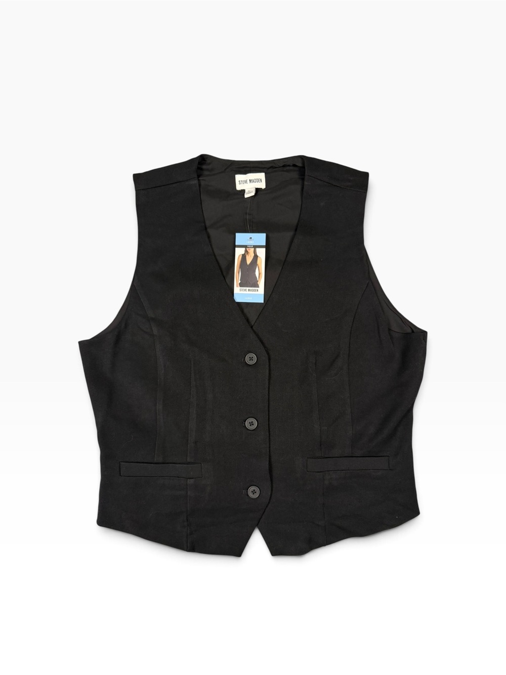 Steve Madden Black Women's Button-Up V-Neck Vest